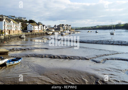 Marée basse dans la ria de l'estuaire de Kingsbridge, Kingsbridge, South Hams, Devon, Royaume-Uni Banque D'Images