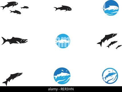 Silhouette vecteur Poisson saumon modèle Illustration de Vecteur