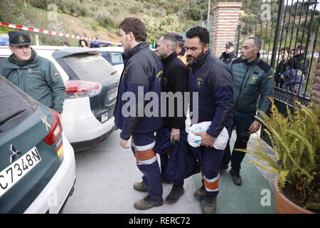 Janvier 22, 2019 - janvier 22, 2019 (Totalan, Málaga, Andalousie)l'arrivée des mineurs des Asturies pour le point de rencontre à Totalan où est le petit Julen de deux ans qui a été fermée pendant 9 jours à 110 mètres de longueur Crédit : Lorenzo Carnero/ZUMA/Alamy Fil Live News Banque D'Images