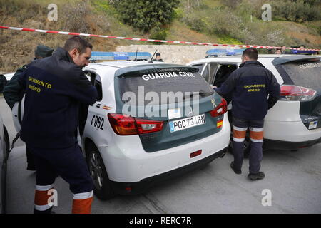 Janvier 22, 2019 - janvier 22, 2019 (Totalan, Málaga, Andalousie)l'arrivée des mineurs des Asturies pour le point de rencontre à Totalan où est le petit Julen de deux ans qui a été fermée pendant 9 jours à 110 mètres de longueur (Image Crédit : © Lorenzo CarneroZUMA sur le fil) Banque D'Images