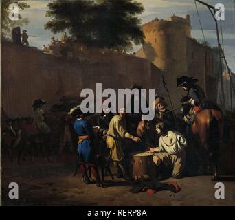 Casting les dés pour la vie ou la mort. Dating : 1680 - 1720. Dimensions : H 67,5 cm × 76 cm ; w d 8 cm. Musée : Rijksmuseum, Amsterdam. Auteur : Jan van Huchtenburg. Banque D'Images