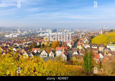 Vue sur la ville à l'automne, district Untertürkheim, Stuttgart, Bade-Wurtemberg, Allemagne Banque D'Images