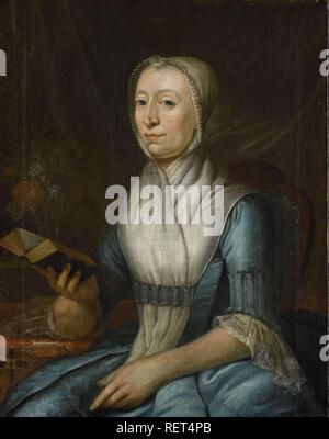 Portrait d'Eva Goudriaan-de Veer. Dating : 1776. Lieu : Pays-Bas. Dimensions : H 76,5 cm × 60,5 cm ; w d 6 cm. Musée : Rijksmuseum, Amsterdam. Auteur : Cornelis van Cuylenburgh (II) (mentionné sur l'objet). Banque D'Images