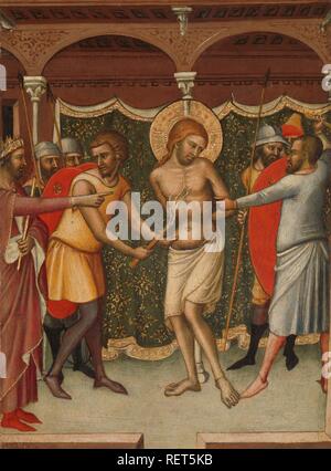 La flagellation. De geseling van Christus. Dating : ch. 1365. Lieu : Sienne. Dimensions : H 39 cm × w 30 cm. Musée : Rijksmuseum, Amsterdam. Auteur : LUCA DI TOMME. Banque D'Images