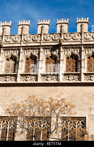 Détail architectural, le bâtiment de la soie ou de la Lonja de la Seda de Valence, Espagne, Europe Banque D'Images