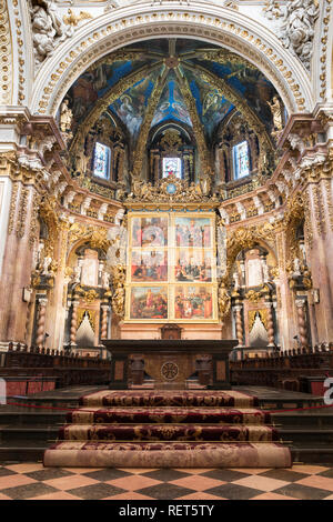 Vue de l'intérieur de la cathédrale de Valence se montrant le chœur, l'Espagne, Europe Banque D'Images