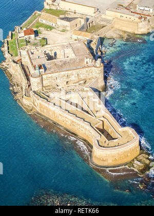 Vue aérienne de la forteresse de Maniace à Ortigia, Syracuse, Sicile Banque D'Images