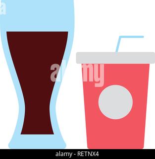 Tasse de boisson et verre icône sur fond blanc, vector illustration Illustration de Vecteur