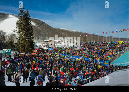 KILLINGTON, USA - Le 24 novembre : une vue générale de Festival Village et personnes au cours de l'AUDI FIS Coupe du Monde de Ski le slalom géant féminin. Banque D'Images