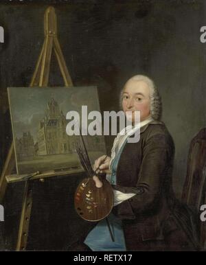 Portrait de Jan Ten Compe, peintre et marchand d'Amsterdam. Dating : 1751. Dimensions : H 28,5 cm × w 24 cm. Musée : Rijksmuseum, Amsterdam. Auteur : Tibout Regters. Banque D'Images