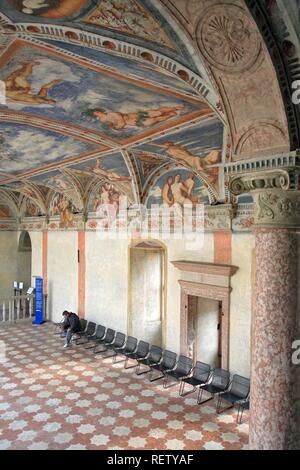 Fresques dans la Loggia Romanino de Castello del Buonconsiglio, Trento, Trentino Alto Adige, Italie, Europe, Banque D'Images