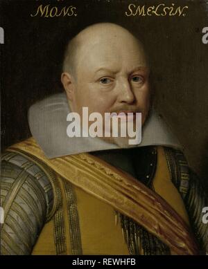 Portrait de Nicolaas Schmelzing. Dating : ch. 1609 - c. 1633. Mesures : support : h 29,9 cm × w 24 cm. Musée : Rijksmuseum, Amsterdam. Auteur : Michiel Jansz van Mierevelt (atelier de). Banque D'Images