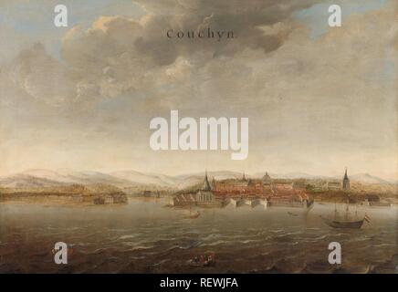 Avis de Cochin sur la côte de Malabar de l'Inde. Gezicht op Cochin aan de kust van Malabar en Inde. Couchyn (titre sur l'objet). Dating : ch. 1662 - c. 1663. Lieu : Nord des Pays-Bas. Dimensions : H 97 cm × w 140 cm. Musée : Rijksmuseum, Amsterdam. Auteur : anonyme (rejeté). Johannes Vinckboons (attribué à). Banque D'Images