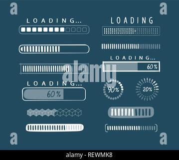 L'icône de chargement de progrès. Charger, télécharger, télécharger symbole. Vector illustration Illustration de Vecteur