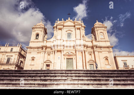 Noto, Sicile, Italie / Décembre 2018 : Basilica Minore di San Nicolò à Noto, la cathédrale de Noto est une cathédrale catholique romaine dans la région de Noto en Sicile, Italie. Sa Banque D'Images