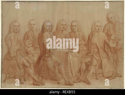 Session de Regents, 1750. Rapporteur pour avis : Pieter Louw. Dating : 1750. Lieu : Amsterdam. Dimensions : H 487 mm × W 676 mm. Musée : Rijksmuseum, Amsterdam. Banque D'Images