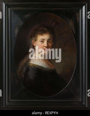 Jeune femme en costume de fantaisie. Dating : 1633. Dimensions : H 65 cm × w 48 cm. Musée : Rijksmuseum, Amsterdam. Auteur : REMBRANDT, Harmenszoon van Rijn. REMBRANDT HARMENSZOON VAN RIJN. Banque D'Images