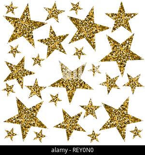 Étoiles d'or sur fond blanc. Illustration vectorielle. La texture des paillettes Illustration de Vecteur