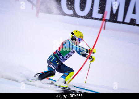 Madonna di Campiglio, Italie 12/22/2018. 3ème slalom. Hargin de Suède lors de la coupe du monde de ski de slalom de 2018/19. Coupe du monde de ski AUDI FIS Banque D'Images