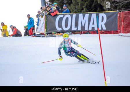 Madonna di Campiglio, Italie 12/22/2018. 3ème slalom. Hargin de Suède lors de la coupe du monde de ski de slalom de 2018/19. Coupe du monde de ski AUDI FIS Banque D'Images