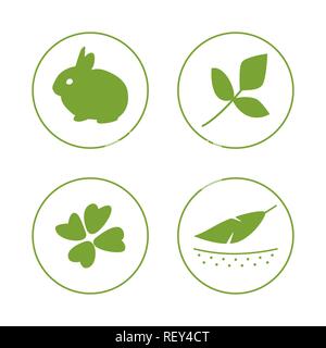 Vector set de modèle de conception de logos, icônes et des insignes pour les cosmétiques naturels et biologiques - la cruauté gratuite, non testé sur les animaux Illustration de Vecteur