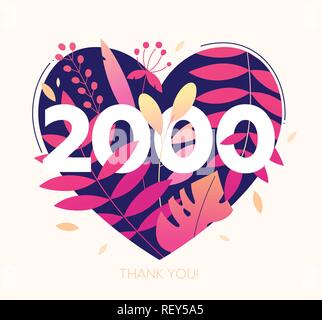 2000 followers banner - une télévision moderne style design illustration Illustration de Vecteur