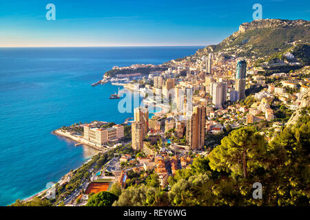 La ville de Monte Carlo Vue de dessus colorés, Principauté de Monaco Banque D'Images