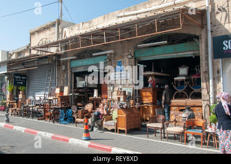 Le marché aux puces dans les ruelles de Jaffa, Tel Aviv, Israël Banque D'Images