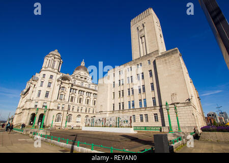 Port de Liverpool Building et de la Mersey Tunnel Ventilation Bâtiment de contrôle, Pier Head Liverpool Banque D'Images