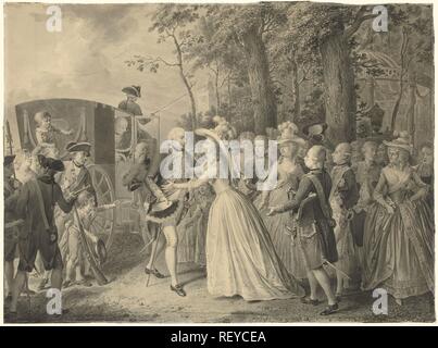 Réunion de la princesse Wilhelmina avec son frère le roi Frédéric III de Prusse à Clèves, 1788. Rapporteur pour avis : Willem Joseph Laquy. Dating : 1788 - 1798. Dimensions : H 440 mm × W 593 mm. Musée : Rijksmuseum, Amsterdam. Banque D'Images