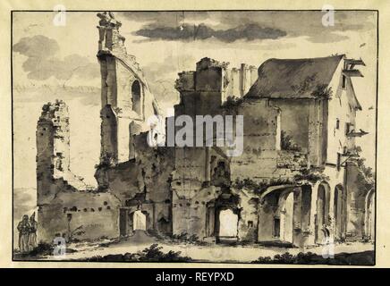 Ruine de l'abbaye de Rijnsburg. Rapporteur pour avis : Willem Schellinks. Dating : 1637 - 1678. Dimensions : H 265 mm × W 377 mm. Musée : Rijksmuseum, Amsterdam. Banque D'Images