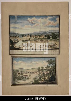 Robert Gordon à Jacob le kraal du Gronjam Doroep chefs Khoisan et, avec un boeuf massacrés comme un rituel de paix. Rapporteur pour avis : Robert Gordon Jacob. Dating : Jan-1779. Lieu : Kaapprovincie. Dimensions : H mm × w mm ; h 413 mm × W 526 mm ; h 340 mm × W 500 mm. Musée : Rijksmuseum, Amsterdam. Banque D'Images