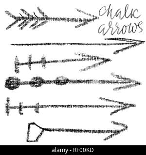 Jeu de flèches boho craie. Charbon Grunge collection d'éléments. Vector illustration. Illustration de Vecteur