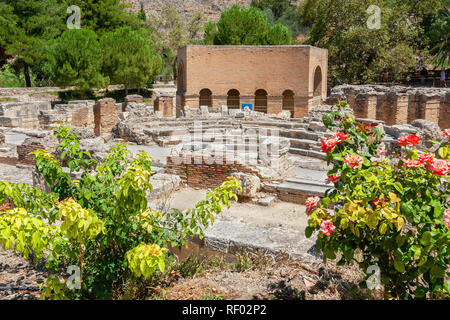 Dans l'ancien site de l'odéon romain de Gortyn. Messara, Crète, Grèce Banque D'Images