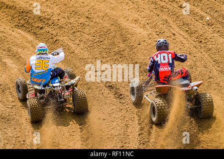Riders sur quads motocross à Deutsche Meisterschaft au circuit de motocross suis Österreicher Banque D'Images