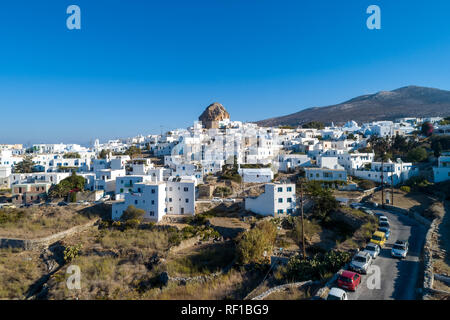 Amorgos island- vue aérienne du village de Chora. Grèce, Iles Kornati Banque D'Images