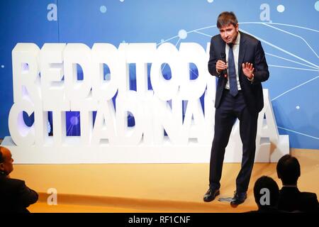 Italie, Rome, le 22 janvier 2019 : Alessandro Di Battista (5 étoiles de mouvements anormaux) présente le revenu de la loi sur la citoyenneté. Julien Secret Photo Remo/Sintesi/Alamy S Banque D'Images