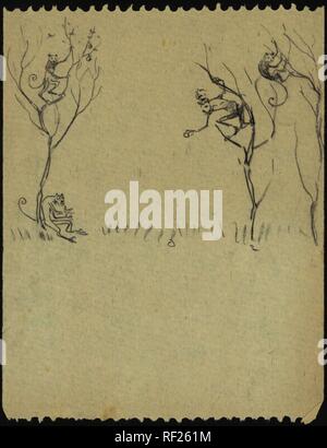 Des singes dans les arbres. Rapporteur pour avis : Gerrit Willem Dijsselhof. Dating : ch. 1904 - c. 1906. Dimensions : H 164 mm × W 128 mm. Musée : Rijksmuseum, Amsterdam. Banque D'Images