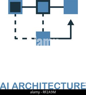 L'icône de l'architecture ia en deux couleurs design. La conception de style premium collection de l'intelligence artificielle. UX et l'interface utilisateur. L'icône de l'architecture ia parfaite Pixel Illustration de Vecteur