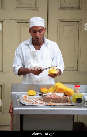 La cuisine de rue à La Havane, Cuba, Caraïbes Banque D'Images