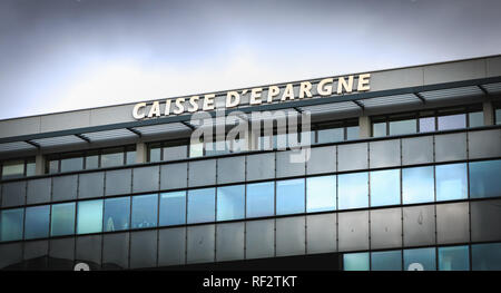 Strasbourg, France - 28 décembre 2017 : le siège de la Société Générale Grand Est Europe Banque sur une journée d'hiver. Cette banque, je Banque D'Images