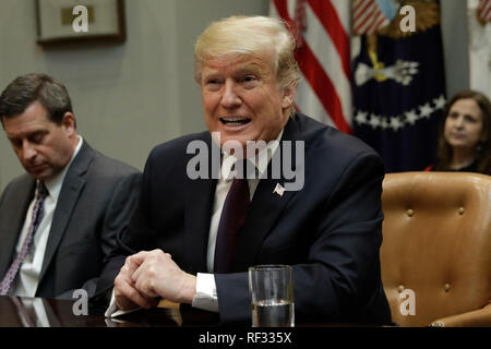 Washington, DC. 23 Jan, 2019. Le Président des Etats-Unis, Donald J. Trump parle aux médias lors d'un prix juste et honnête dans les soins de santé table ronde à la Maison Blanche le 23 janvier 2019 à Washington, DC. Crédit : Yuri Gripas/Piscine via CNP | Conditions de crédit dans le monde entier : dpa/Alamy Live News Banque D'Images