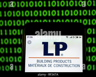 Kiev, Ukraine. 23 Jan, 2019. Louisiana-Pacific Corporation vu le logo affiché sur un téléphone intelligent. Crédit : Igor Golovniov SOPA/Images/ZUMA/Alamy Fil Live News Banque D'Images