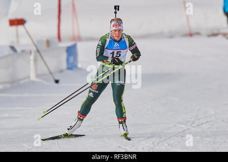 Le Lenzerheide, Suisse, le 24 janvier 2019. Nadine Dicter HORCHLER au cours de l'IBU Cup de Biathlon 2019 Femmes 7,5 km sprint à Lenzerheide. Banque D'Images