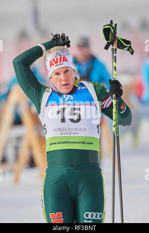 Le Lenzerheide, Suisse, le 24 janvier 2019. Nadine Dicter HORCHLER au cours de l'IBU Cup de Biathlon 2019 Femmes 7,5 km sprint à Lenzerheide. Banque D'Images