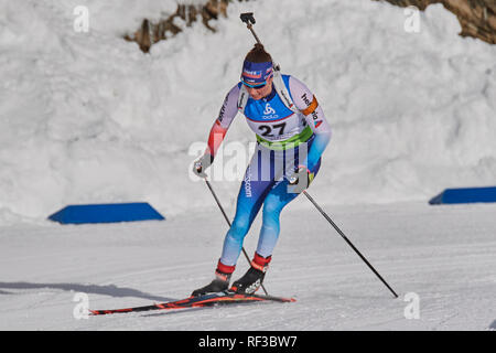 Le Lenzerheide, Suisse, le 24 janvier 2019. Selina Gasparin au cours de l'IBU Cup de Biathlon 2019 Femmes 7,5 km sprint à Lenzerheide. Banque D'Images