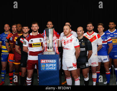 Le stade Old Trafford, Manchester, Royaume-Uni. 24 janvier 2019. Super League Betfred 2019 Lancement de la saison officielle Crédit : Touchlinepics/Alamy Live News Banque D'Images