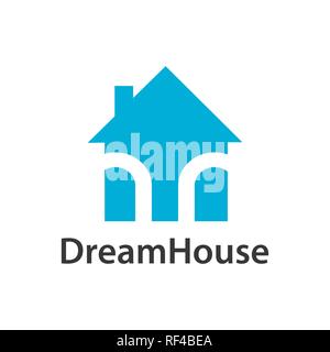 Dream house concept logo design. Couleur bleu clair. Modèle de graphique vectoriel de l'élément symbole Illustration de Vecteur