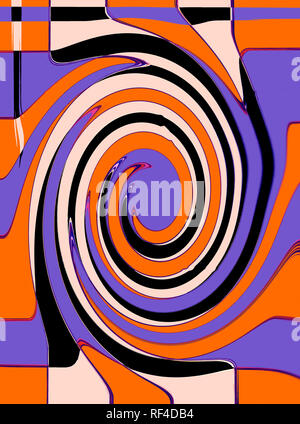 Illustration il a une forme arrondie et légèrement allongé forme en spirale en différentes couleurs orange, noir, violet et blanc Banque D'Images