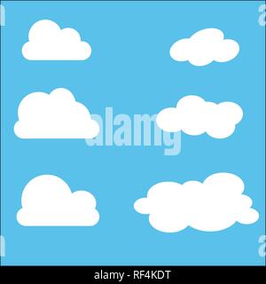 Ensemble d'Icônes Cloud dans le quartier branché de style plat isolé sur fond bleu. Icône pour votre web site design, logo, l'app, l'assurance-chômage. Illustration vectorielle, EPS10. Illustration de Vecteur